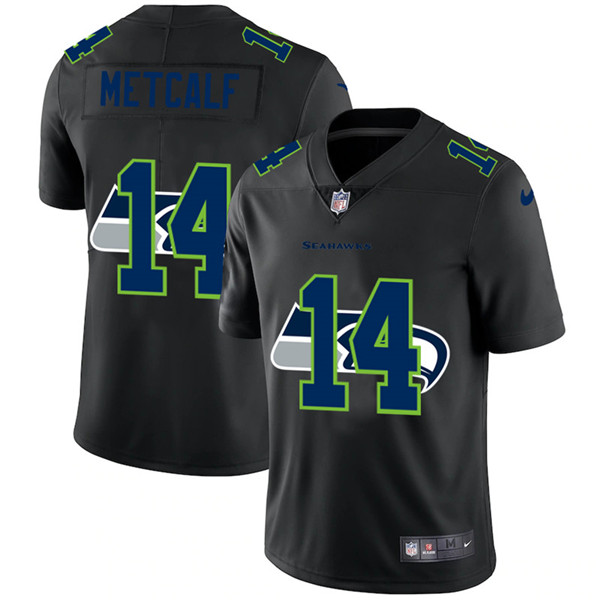 Men's Seattle Seahawks #14 D.K. Metcalf 2020 Black Shadow Logo Limited Stitched NFL Jersey